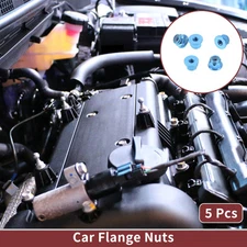 5 Pcs M2.5 Car Flange Nuts Aluminum Alloy,Plastic Rubber Ring Flat Hex Sky Blue