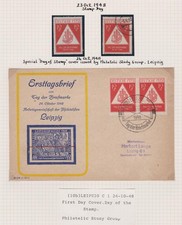 Germany 1948 Tag de Briefmarke Cover & 2 Stamps Leipzig First Day Cover FDC