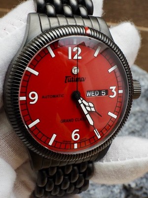 Tutima Grand Classic Red Dial PVD Case Bracelet 628-14 99% LNIB RARE Sold Out!