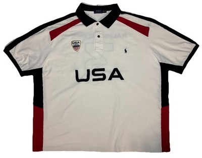 Polo Ralph Lauren Mens Big Tall 4XLT Polo Shirt USA Olympic Style Spell Out