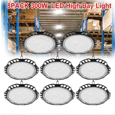 8 Pack 300W UFO Led High Bay Light Commercial Industrial Warehouse Shop Lights