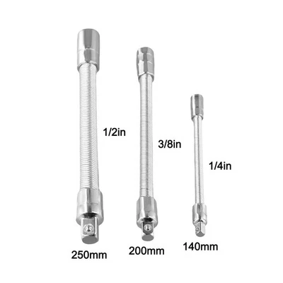 Socket Extension Bar Flexible 3pcs Set for Ratchet Wrench 145 205 250mm Metal - Image 1 of 4