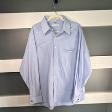 Geoffrey Beene Blue Check Wrinkle Free Dress Shirt Men's Large 16.5 34/35