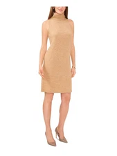 MSK Womens Beige Unlined Trim Pullover Sleeveless Above The Knee Sweater Dress L