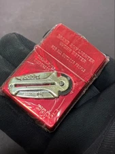 Zippo Flint Dispenser Metal Red One Sided Processing Lighter Regular Japan