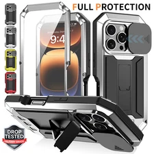 Aluminum Gorilla Glass Metal Shockproof Case Cover For iPhone 16 15 14 Pro Max
