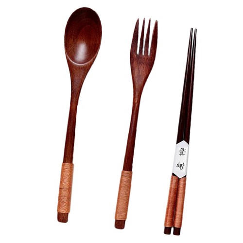 Japanisches Stil Portable Holz Besteck Set Gabel, Löffel, Essstäbchen set - Picture 8 of 13