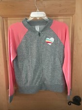 ARIZONA Jean Co Girl's Full Zip Long Sleeve Jacket Rainbow Hearts Sz L 14 Reg.