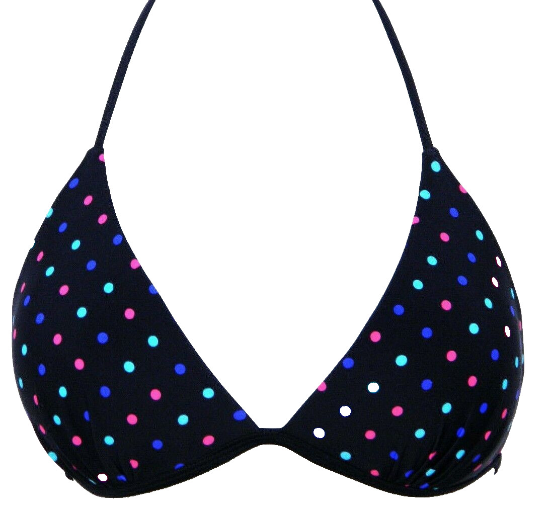 California Waves Junior Small Black Polka Dot Push-Up Bikini Swim Top NWT S