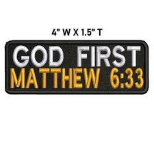 Matthew 6:33 Embroidered Patch Iron-On/Sew-On Applique Religious Christian Jesus