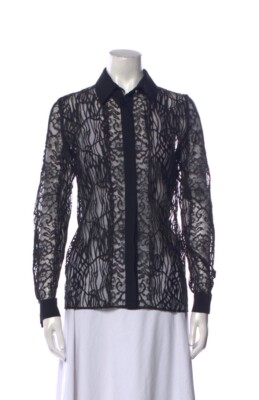Elie Saab Lace Black Shirt Blouse Size US4/FR36 NWT $1750