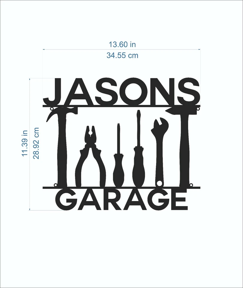 Letrero de garaje de metal personalizado con nombre personalizado placa arte de pared hombre cueva regalo de papá Foto 3 de 4