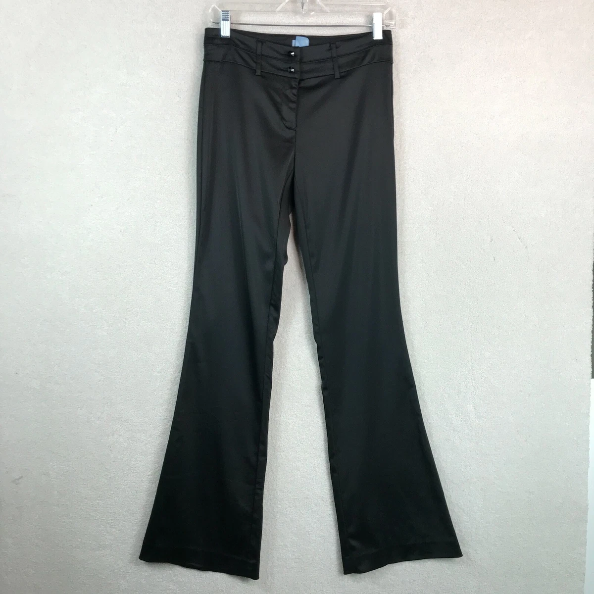 Vintage Cache Satin Dress Pants Womens Size 2 Black Bootleg Office Work Career