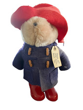 Vintage 1981 Paddington Plush Bear 14" Standing With Boots, Coat, Hat  note