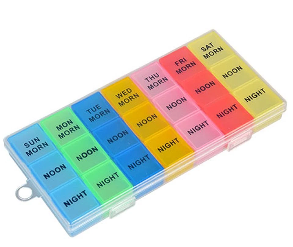 7 Day Pill Organizer Box Weekly Organizer Medicine Pills Vitamins Supplements - Image 3 of 4