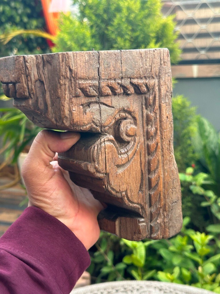 Antique Wooden Floral Carved Beautiful Wall Hanging Candle Stand Holder