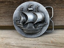 Vintage 1975 Beramot Brass Works Ship Nautical Belt Buckle
