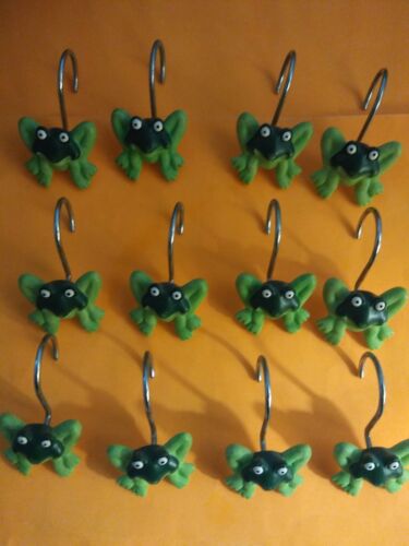 Like Frogs? Anti Rust Shower Curtain Hooks -  Set Of 12 - FREE SHIPPING - Picture 1 of 6