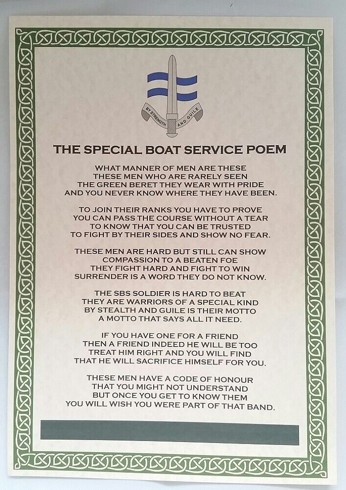 SBS Special Boat Service Poem