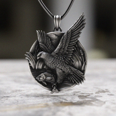 Handcrafted 925 Sterling Silver Eagle Pendant Necklace