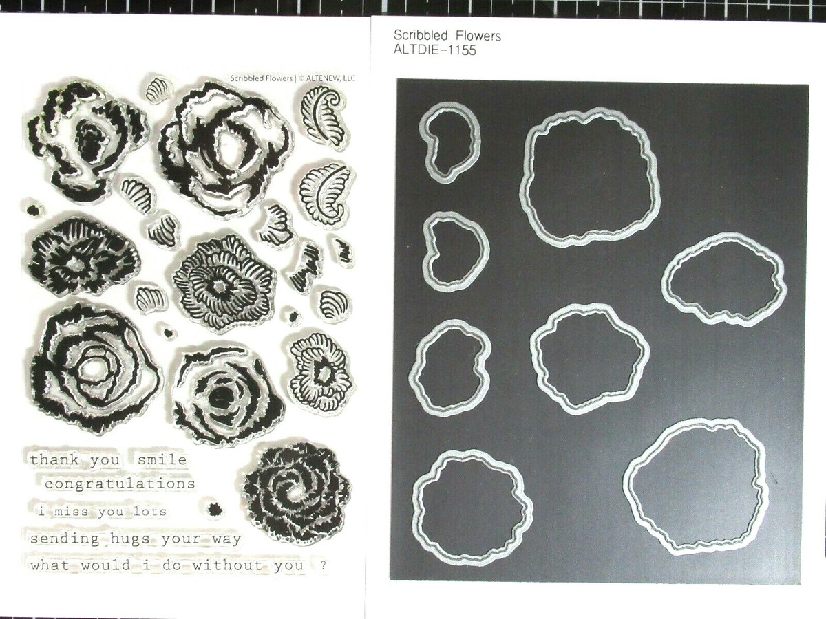 Altenew Scribbled Flowers Stamp & Die Sets, ALT-1005 & ALTDIE-1155