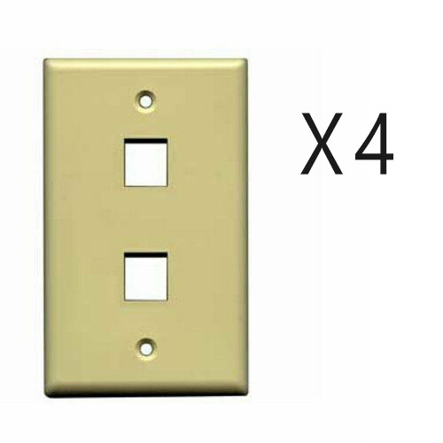 4 Pack Lot Keystone 2 Hole Port Jack Wall Face Plate Network CAT5e