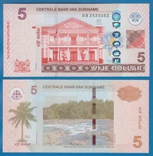 Suriname 5 Dollars P 162b 2012 UNC ( P 162 b )