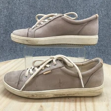ECCO Shoes Womens 40 Sofft 7 Casual Sneakers Gray Leather Almond Toe Lace Up