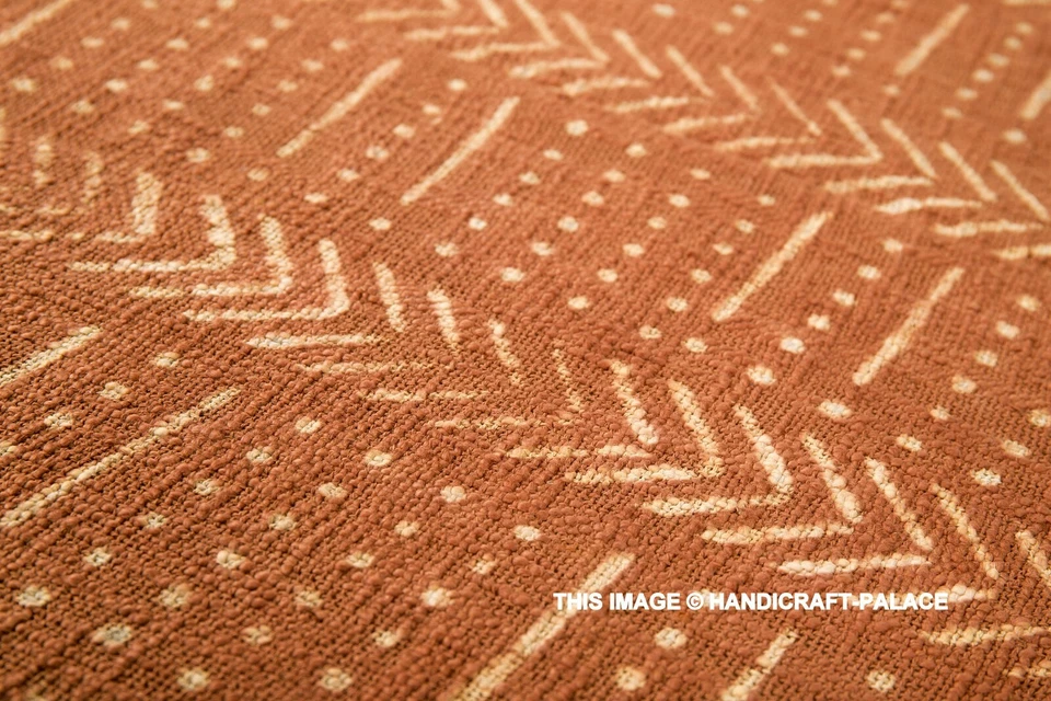100% Cotton Rust Hand Block Print Large Sofa Bed Throw Rug Blanket 127 x 182 Cm - Image 3 of 3