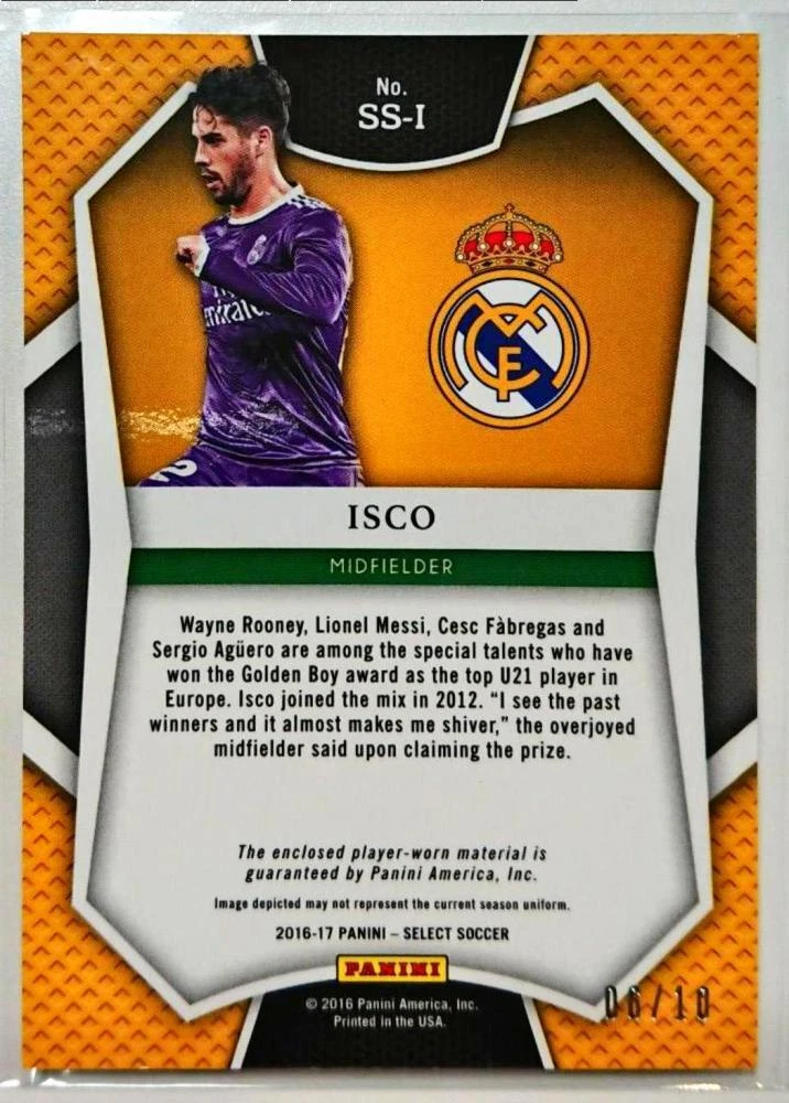 2016-17 Panini Select Isco Patch Card Gold 6/10 | eBay