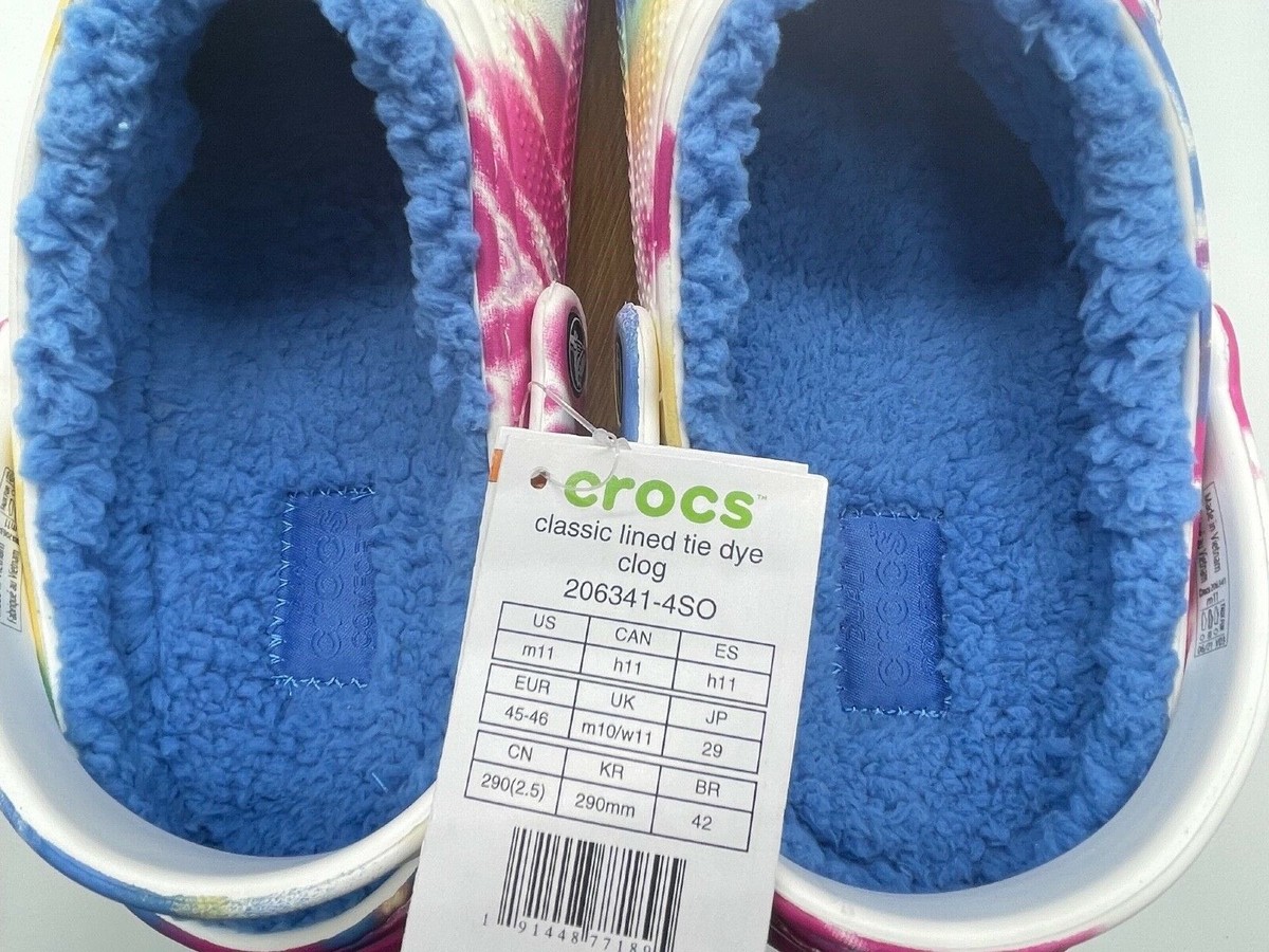 Crocs Classic Tie-Dye Lined Clog 206341-4SO Size 11 12 New
