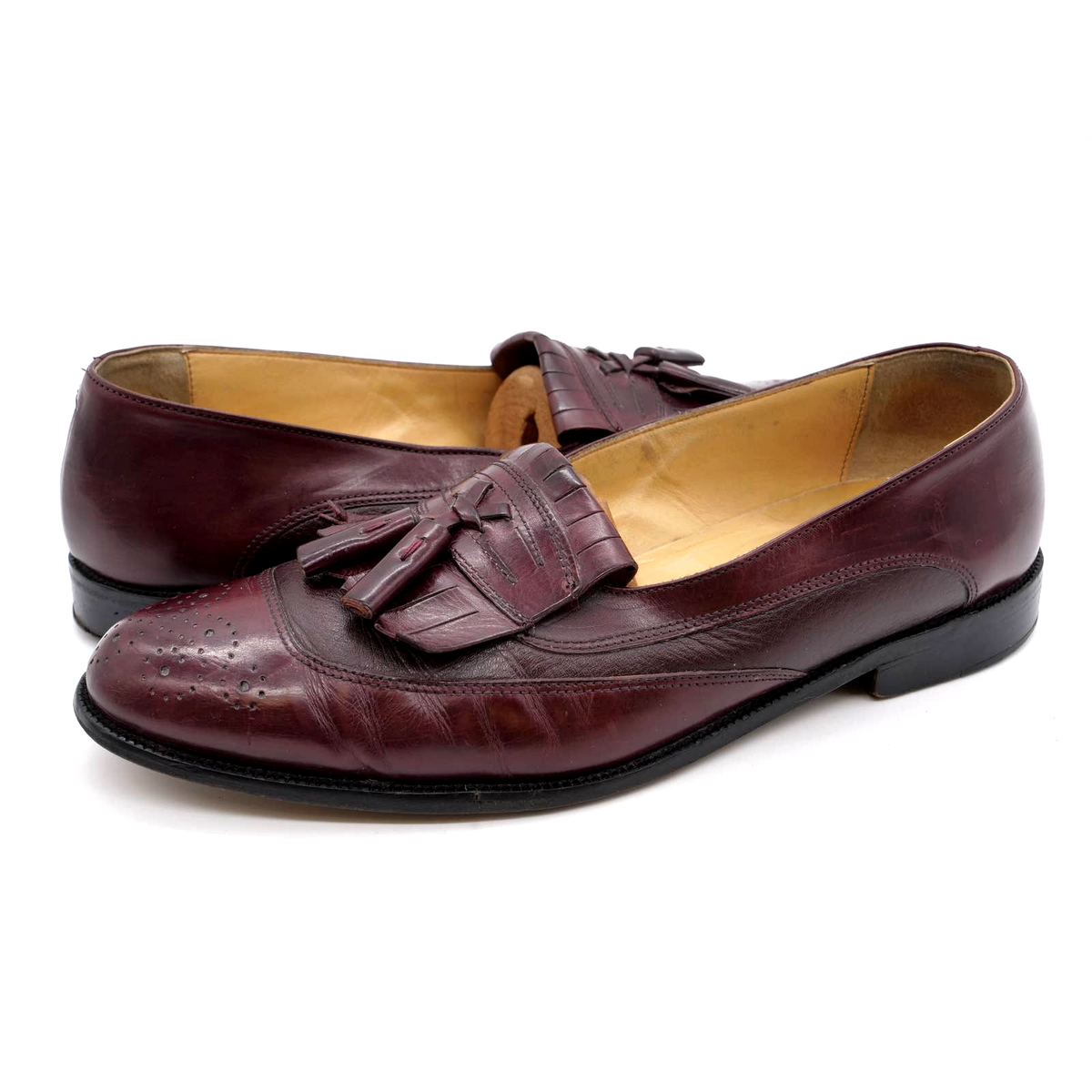 Johnston Murphy Tassel Loafer Mens 11 Burgundy Leather Kilt  display picture 3