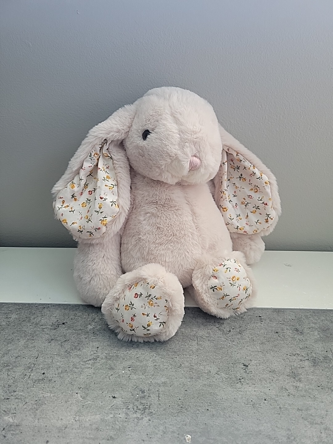 Dilly Dudu Blossom Bunny Rabbit Stuffed Animal Plush Toy Beige Floral 10in 2022