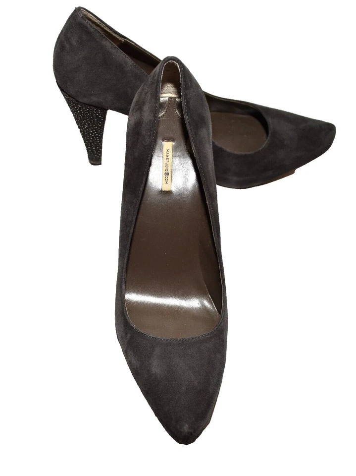 Zapatos de tacón Max Studio gris oscuro gamuza moteado astillado 4,25" plataforma talla 7M Foto 4 de 4