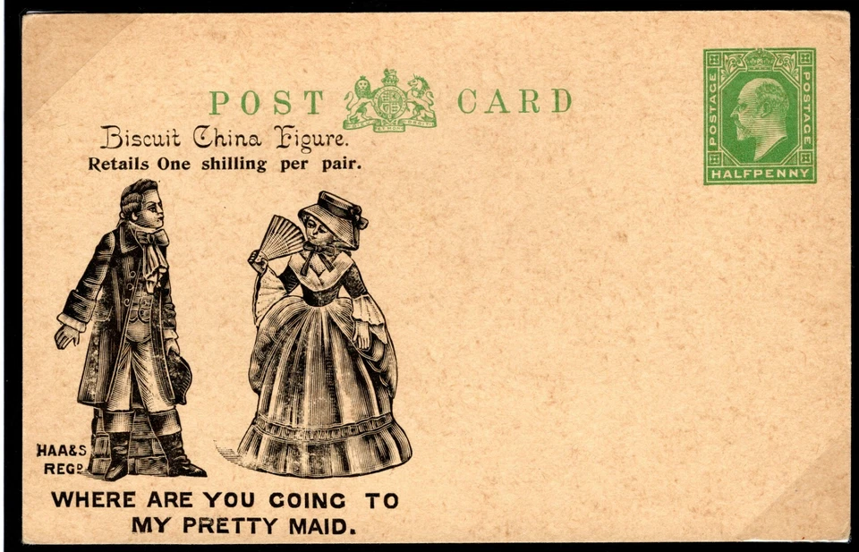 GB ADVERT  KEVII Stationery Card *CHINA FIGURES* Abrahams London POTTERY MC191a - Image 4 of 4