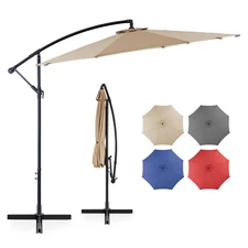 DUMOS 9.8ft Offset Patio Umbrella Cantilever Hanging Outdoor Market Umbrella