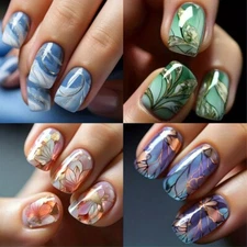 Short Square Presser Nail Set Complete False Nails with Nail File and Jelly Gel