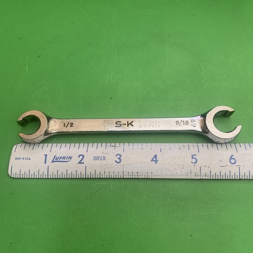 S-K Industrial Grade Tools USA SAE Sz 1/2" x 9/16" Flare Nut Line Wrench F-1618 - Picture 14 of 16