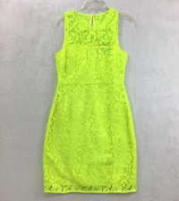 J Crew A8182 / Sleeveless Neon Chartreuse Lace Overlay Back Zip Dress / Size 10