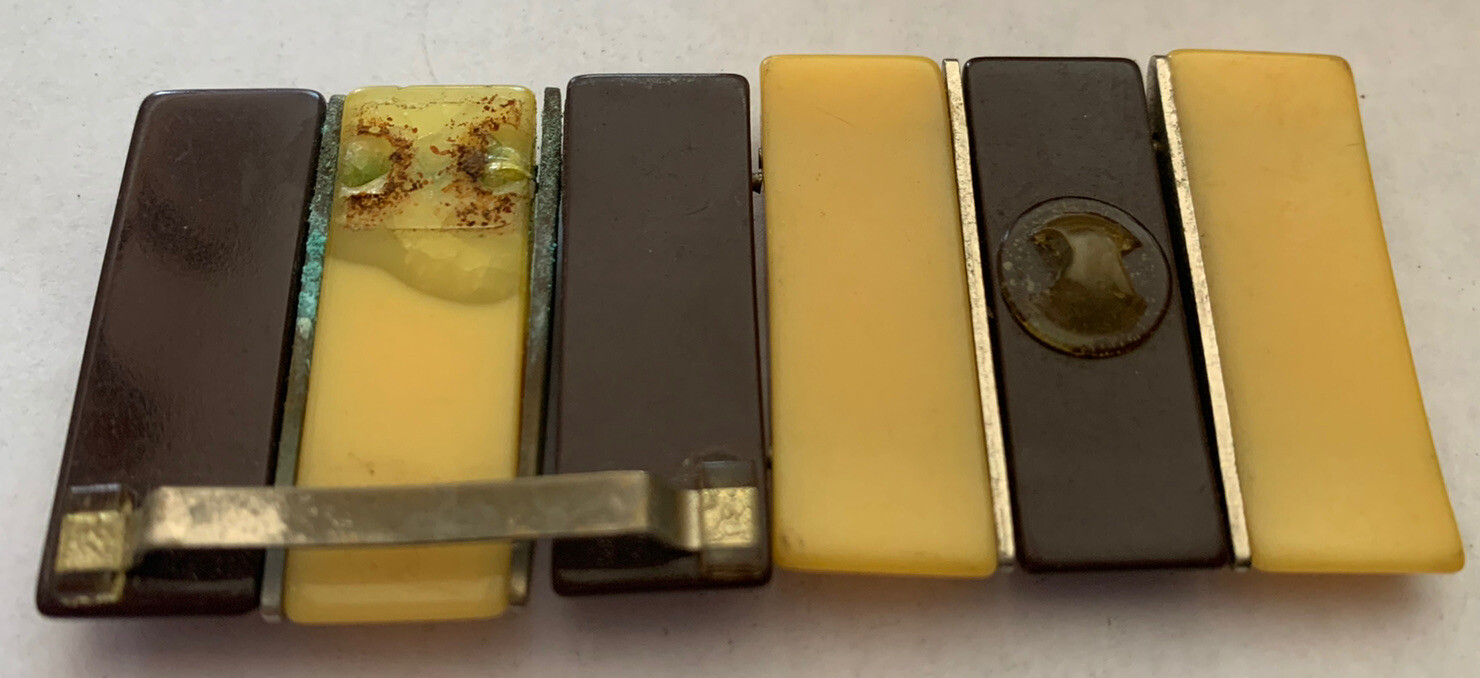 2 Vintage Bakelite Shoe Clips Brown & Yellow Retro eBay