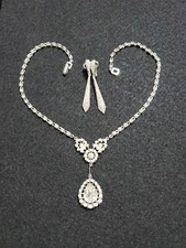 Crown Trifari Rhinestone Earrings Trifari Pat Pend Necklace Art Deco Style Set