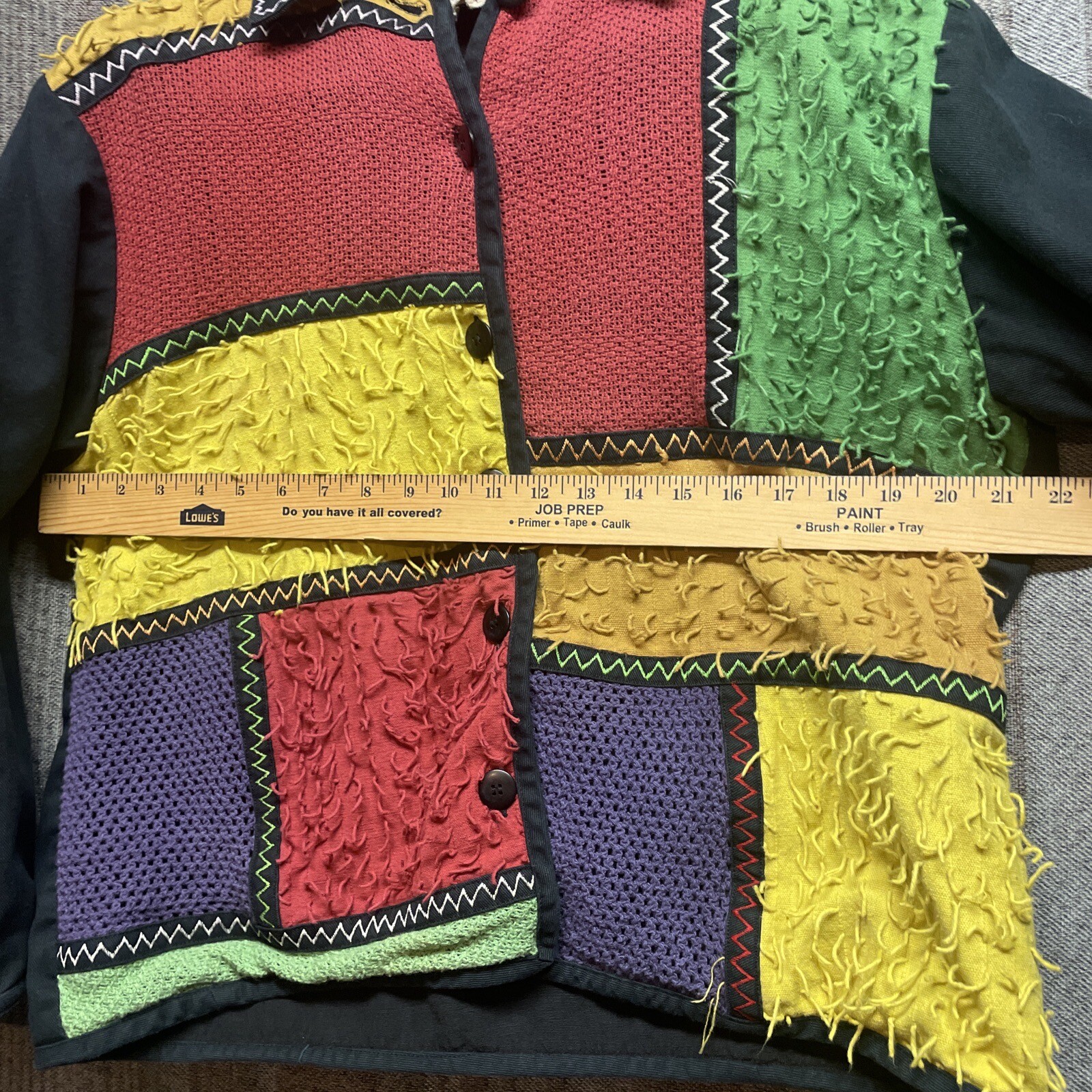 St Clair 90s Textured Fringed Patchwork Boxy Cott… - image 7