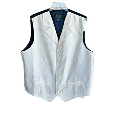 Vintage Vest Top by Scully Cream Mens L Paisley Button 90s Streetwear