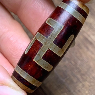 Chinese Tibet day beads natural agate 3 eyes pray Amulet necklace pendant40*14mm