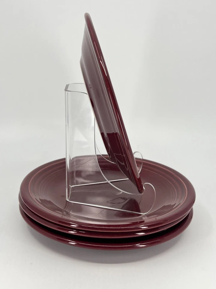 Set of 4 Fiestaware Fiesta Salad Dessert Plate Claret Maroon Bread Plates 7"D - Image 3 of 4