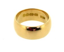 gold rings 22ct wedding bands 7.66mm yellow smooth D profile size K vintage 1965
