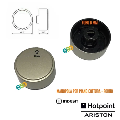 Manopola Pomello ARISTON INDESIT Piano Cottura Forno Silver Argento C00111686