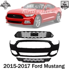 Front Bumper Cover Fascia & Grille Assembly Kit For 2015-2017 Ford Mustang