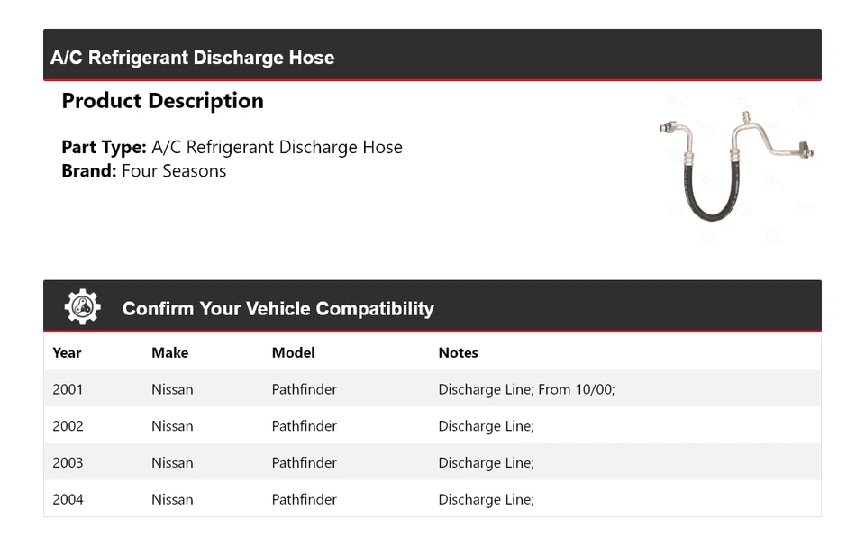 Manguera de descarga de refrigerante aire acondicionado Nissan Pathfinder 2001-2004 4 estaciones 2002 Foto 2 de 4