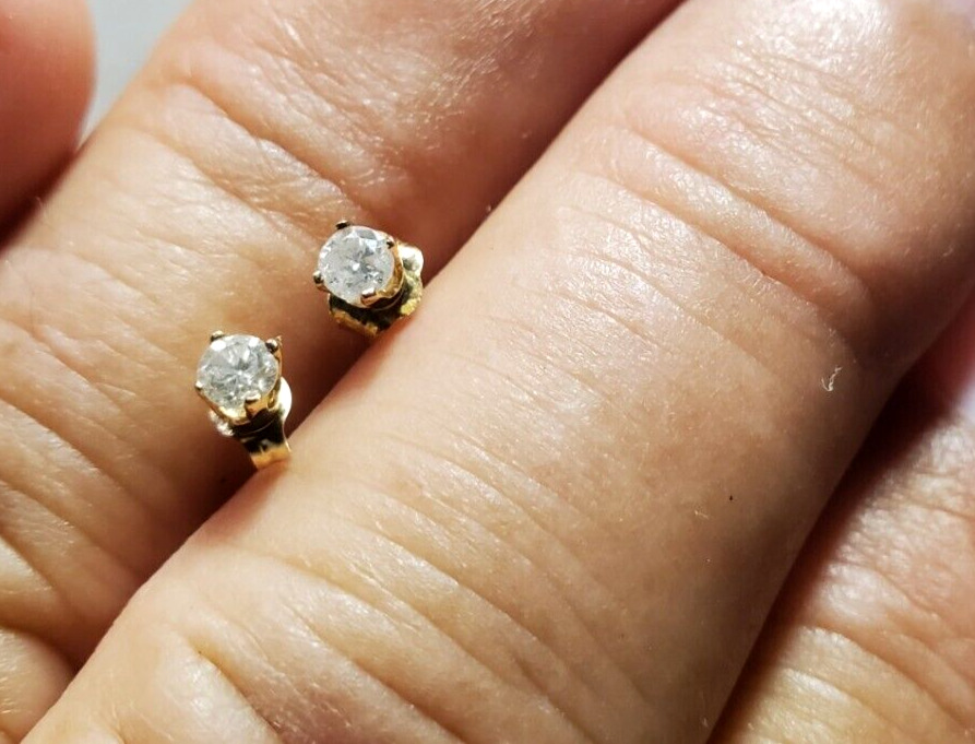 14K Yellow Gold Diamond Stud Earrings - image 1